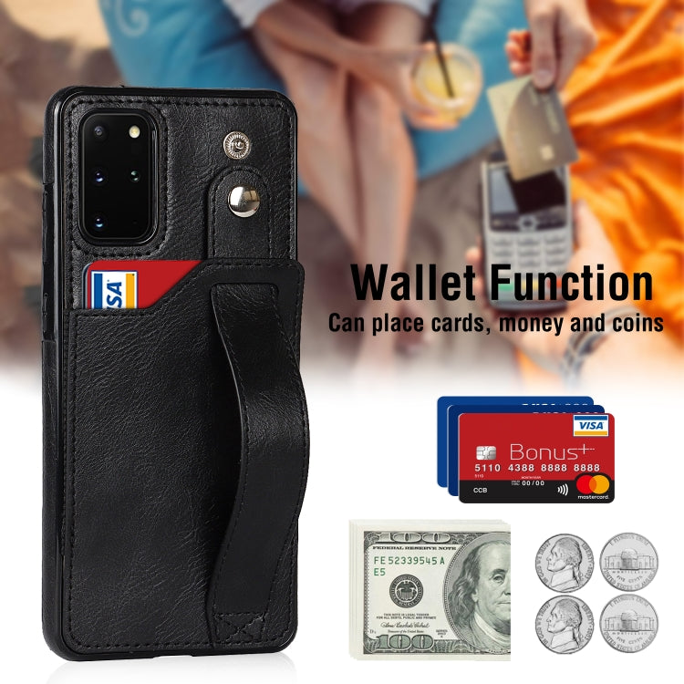 For Samsung Galaxy S20+ Crazy Horse Texture Shockproof TPU + PU Leather Case with Card Slot & Wrist Strap Holder(Black) by buy2fix