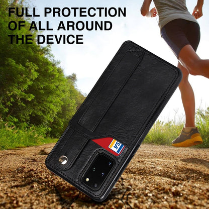 For Samsung Galaxy S20+ Crazy Horse Texture Shockproof TPU + PU Leather Case with Card Slot & Wrist Strap Holder(Black) by buy2fix