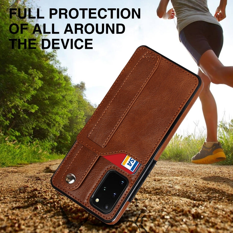 For Samsung Galaxy S20+ Crazy Horse Texture Shockproof TPU + PU Leather Case with Card Slot & Wrist Strap Holder(Brown) by buy2fix