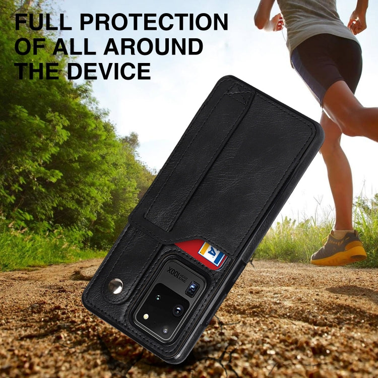 For Samsung Galaxy S20 Ultra Crazy Horse Texture Shockproof TPU + PU Leather Case with Card Slot & Wrist Strap Holder(Black) by buy2fix