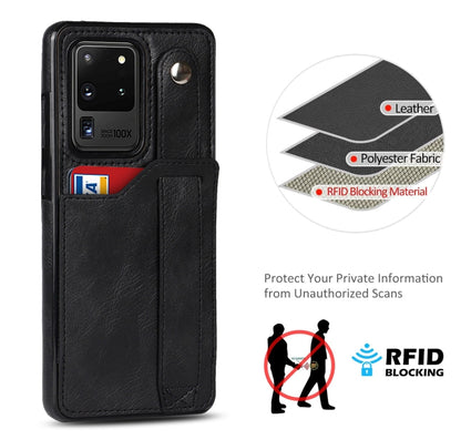 For Samsung Galaxy S20 Ultra Crazy Horse Texture Shockproof TPU + PU Leather Case with Card Slot & Wrist Strap Holder(Black) by buy2fix