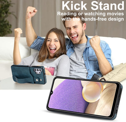 For Samsung Galaxy A32 5G Crazy Horse Texture Shockproof TPU + PU Leather Case with Card Slot & Wrist Strap Holder(Sapphire Blue) by buy2fix