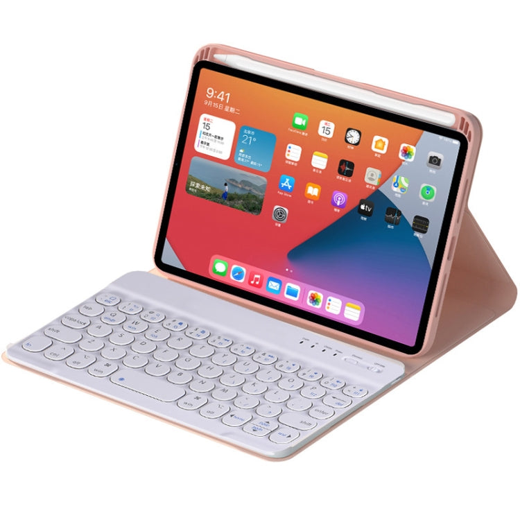 HY006 Round Keys Detachable Bluetooth Keyboard Leather Tablet Case with Holder for iPad mini 6(Pink) - For iPad mini by buy2fix | Online Shopping UK | buy2fix