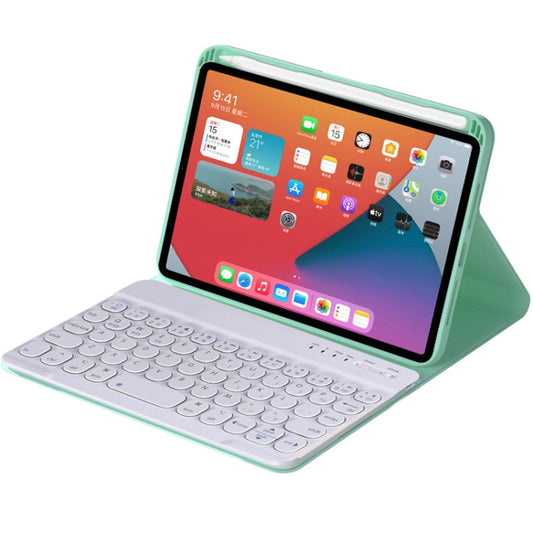 HY006 Round Keys Detachable Bluetooth Keyboard Leather Tablet Case with Holder for iPad mini 6(Mint Green) by buy2fix