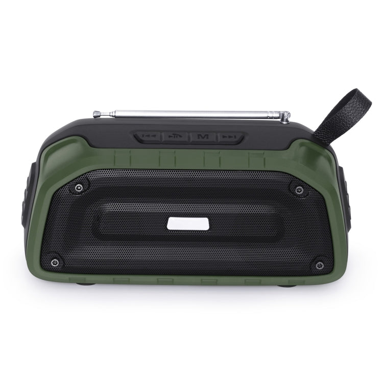 New Rixing NR-906FM TWS Waterproof Bluetooth Speaker Support Hands-free Call / FM with Handle & Antenna(Army Green) - Desktop Speaker by NewRixing | Online Shopping UK | buy2fix