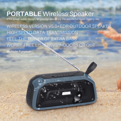 New Rixing NR-906FM TWS Waterproof Bluetooth Speaker Support Hands-free Call / FM with Handle & Antenna(Red) - Desktop Speaker by NewRixing | Online Shopping UK | buy2fix