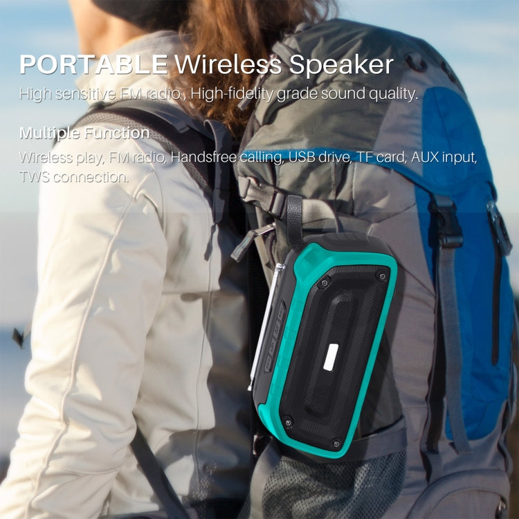 New Rixing NR-906FM TWS Waterproof Bluetooth Speaker Support Hands-free Call / FM with Handle & Antenna(Dark Blue) - Desktop Speaker by NewRixing | Online Shopping UK | buy2fix