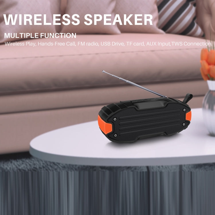 New Rixing NR-907FM TWS Outdoor Bluetooth Speaker Support Hands-free Call / FM with Handle & Antenna(Black) - Desktop Speaker by NewRixing | Online Shopping UK | buy2fix