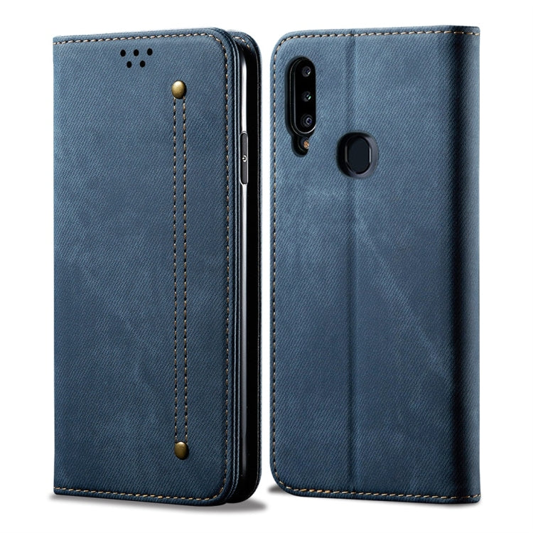 For Galaxy A20s Denim Texture Casual Style Horizontal Flip Leather Case with Holder & Card Slots & Wallet(Blue) by buy2fix