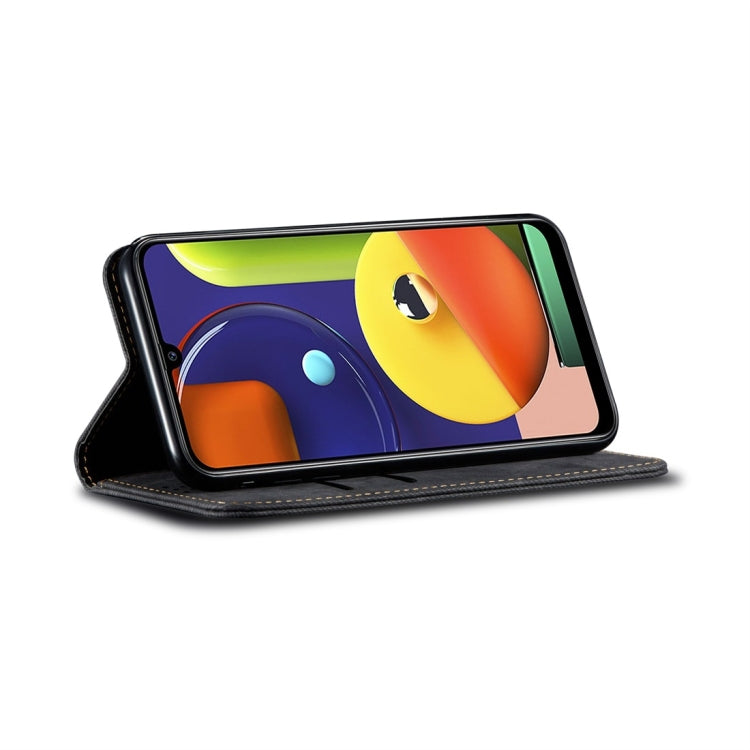 For Galaxy A50s / A50 / A30s Denim Texture Casual Style Horizontal Flip Leather Case with Holder & Card Slots & Wallet(Black) by buy2fix