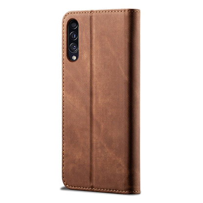 For Galaxy A50s / A50 / A30s Denim Texture Casual Style Horizontal Flip Leather Case with Holder & Card Slots & Wallet(Brown) by buy2fix