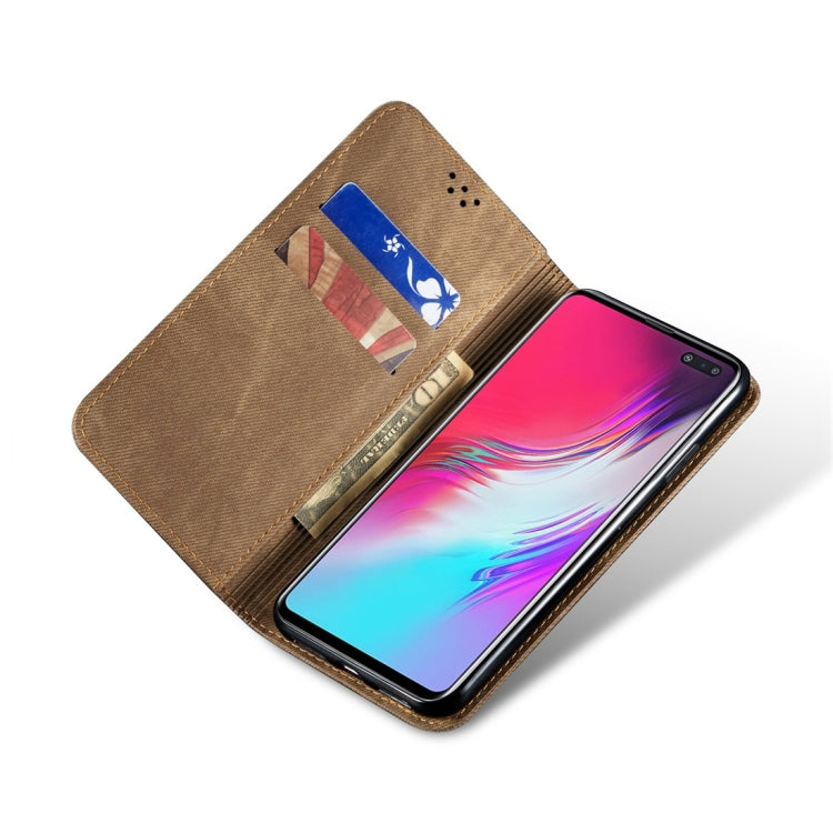 For Galaxy S10 5G Denim Texture Casual Style Horizontal Flip Leather Case with Holder & Card Slots & Wallet(Khaki) by buy2fix