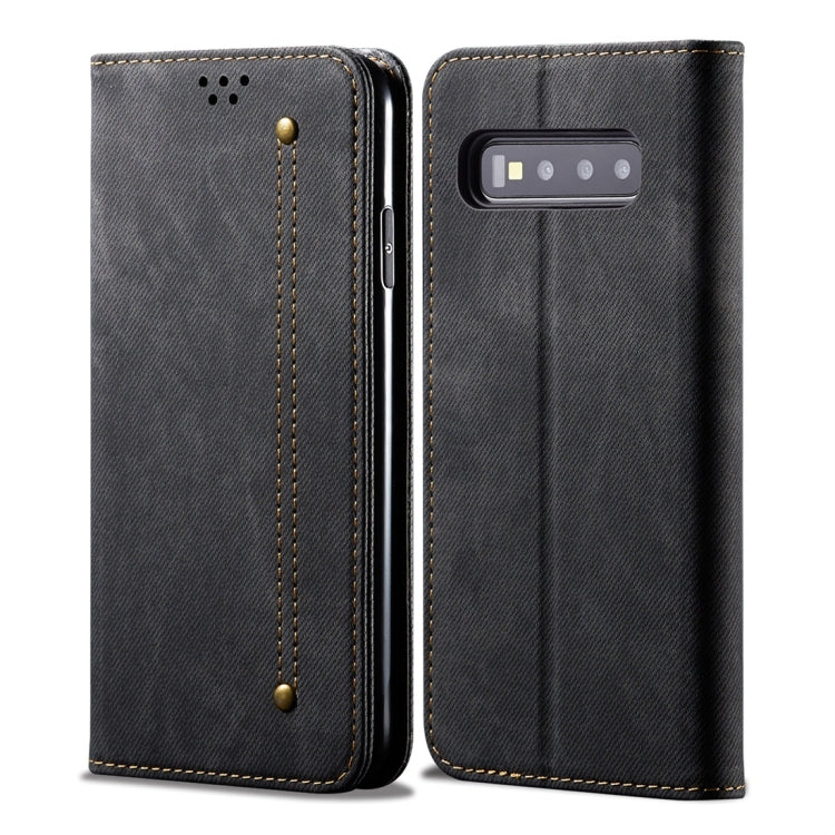 For Galaxy S10 Denim Texture Casual Style Horizontal Flip Leather Case with Holder & Card Slots & Wallet(Black) by buy2fix