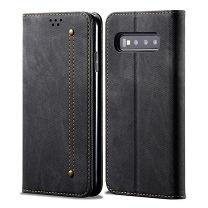 For Galaxy S10 Denim Texture Casual Style Horizontal Flip Leather Case with Holder & Card Slots & Wallet(Black) by buy2fix