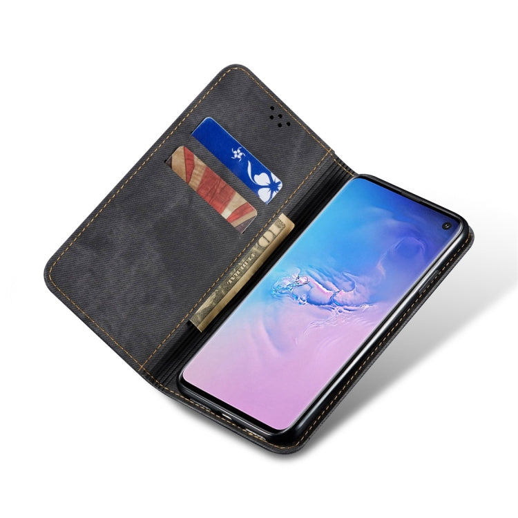 For Galaxy S10 Denim Texture Casual Style Horizontal Flip Leather Case with Holder & Card Slots & Wallet(Black) by buy2fix