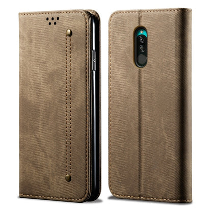 For Xiaomi Redmi 8 Denim Texture Casual Style Horizontal Flip Leather Case with Holder & Card Slots & Wallet(Khaki) by buy2fix