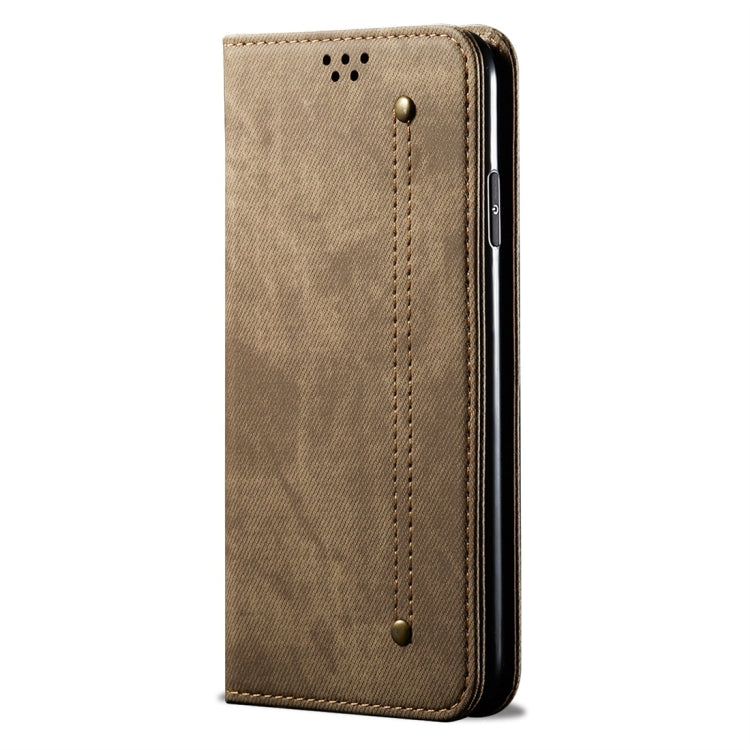 For Xiaomi Mi 9 Denim Texture Casual Style Horizontal Flip Leather Case with Holder & Card Slots & Wallet(Khaki) - Xiaomi Cases by buy2fix | Online Shopping UK | buy2fix