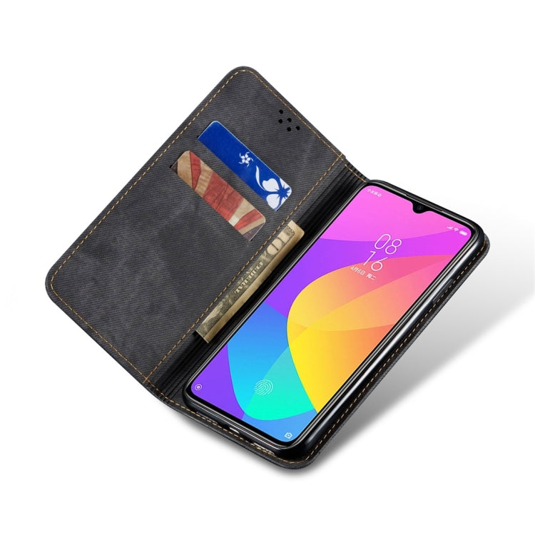 For Xiaomi Mi CC9 / Mi 9 Lite Denim Texture Casual Style Horizontal Flip Leather Case with Holder & Card Slots & Wallet(Black) - Xiaomi Cases by buy2fix | Online Shopping UK | buy2fix