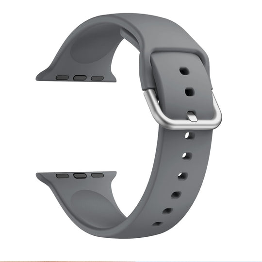 Single-color Silicone Buckle Strap Watch Band For Apple Watch Series 9&8&7 41mm / SE 3&SE 2&6&SE&5&4 40mm / 3&2&1 38mm(Dark Grey)