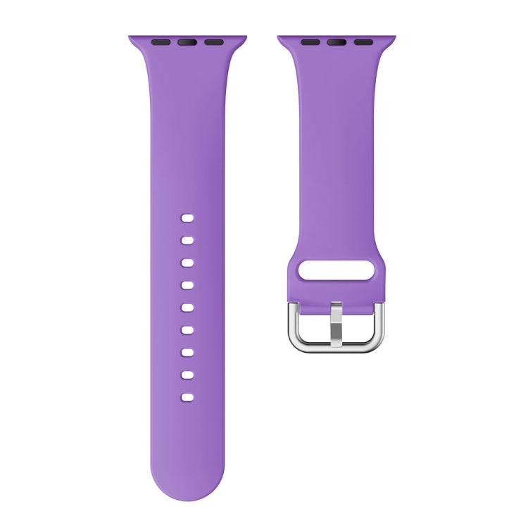 Single-color Silicone Buckle Strap Watch Band For Apple Watch Series 9&8&7 41mm / SE 3&SE 2&6&SE&5&4 40mm / 3&2&1 38mm(Dark Purple) - Watch Bands by buy2fix | Online Shopping UK | buy2fix