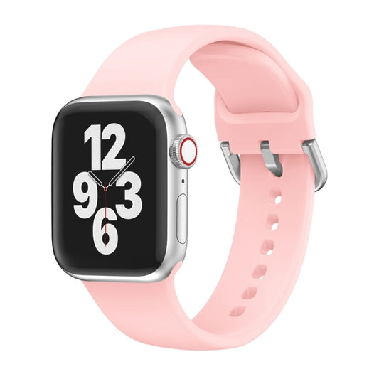 Single-color Silicone Buckle Strap Watch Band For Apple Watch Ultra 49mm&Watch Ultra 2 49mm / Series 9&8&7 45mm / SE 3&SE 2&6&SE&5&4 44mm / 3&2&1 42mm(Vintage Rose) by buy2fix