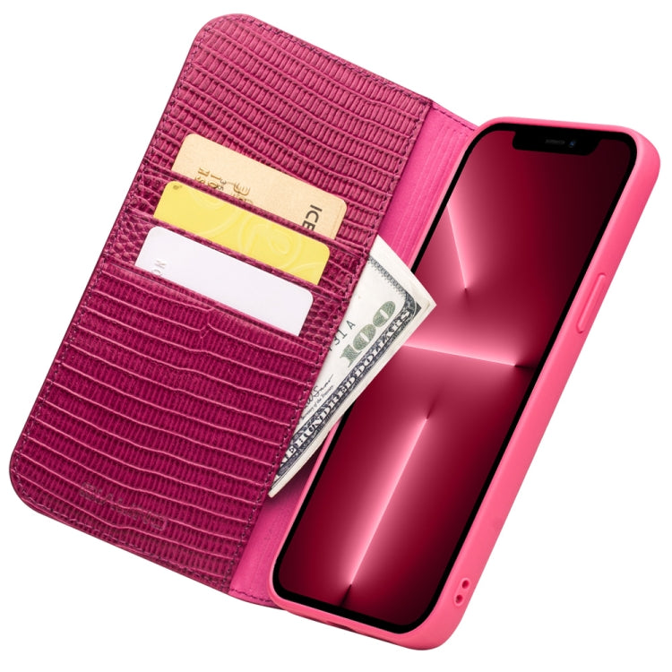 For iPhone 13 Pro QIALINO Small Crocodile Texture Horizontal Flip Leather Case with Holder & Card Slots & Wallet (Rose Red) - iPhone 13 Pro Cases by QIALINO | Online Shopping UK | buy2fix
