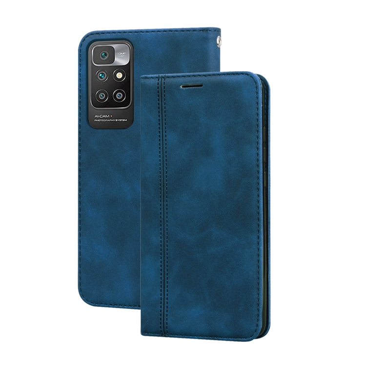 For Xiaomi Redmi 10 Frosted Business Magnetic Horizontal Flip PU Leather Case with Holder & Card Slot & Lanyard(Blue) - Xiaomi Cases by buy2fix | Online Shopping UK | buy2fix