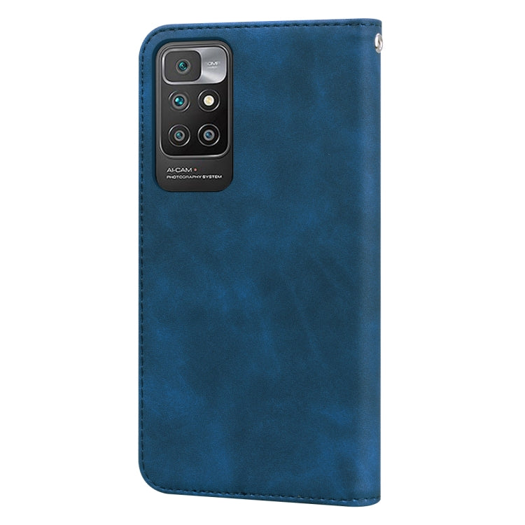 For Xiaomi Redmi 10 Frosted Business Magnetic Horizontal Flip PU Leather Case with Holder & Card Slot & Lanyard(Blue) - Xiaomi Cases by buy2fix | Online Shopping UK | buy2fix