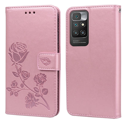 For Xiaomi Redmi 10 Rose Embossed Horizontal Flip PU Leather Case with Holder & Card Slots & Wallet(Rose Gold) - Xiaomi Cases by buy2fix | Online Shopping UK | buy2fix