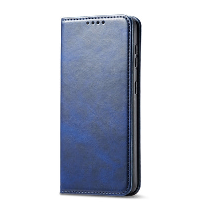 For Samsung Galaxy S21 FE Calf Texture Magnetic Horizontal Flip Leather Case with Holder & Card Slots & Wallet(Blue) by buy2fix