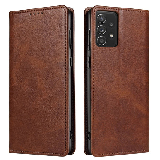 For Samsung Galaxy A52 5G / 4G Calf Texture Magnetic Horizontal Flip Leather Case with Holder & Card Slots & Wallet(Brown) by buy2fix
