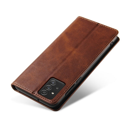 For Samsung Galaxy A52 5G / 4G Calf Texture Magnetic Horizontal Flip Leather Case with Holder & Card Slots & Wallet(Brown) by buy2fix