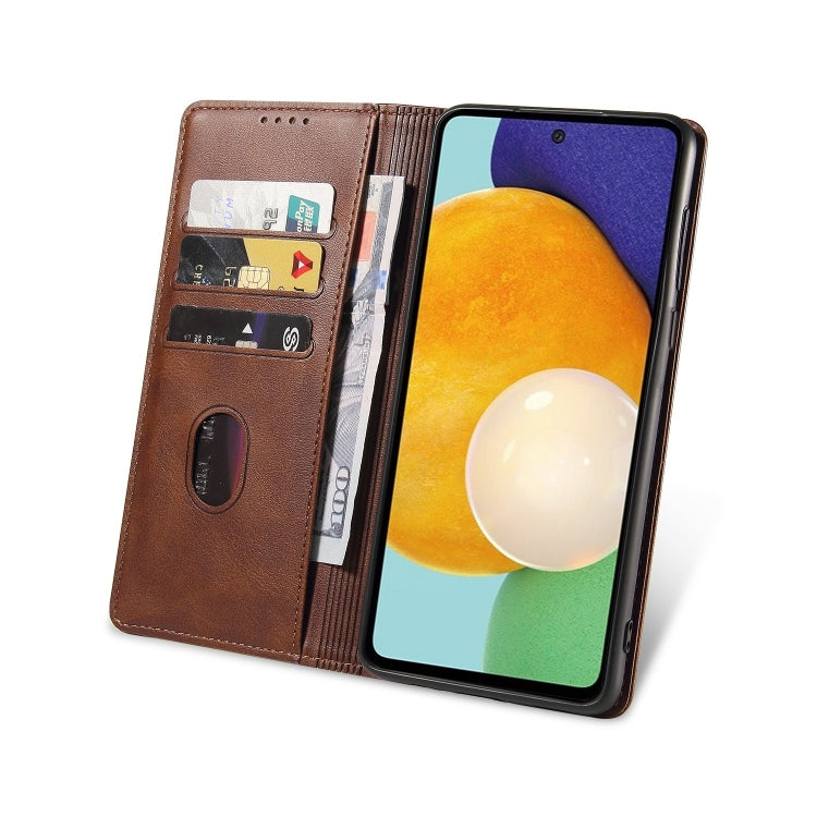 For Samsung Galaxy A52 5G / 4G Calf Texture Magnetic Horizontal Flip Leather Case with Holder & Card Slots & Wallet(Brown) by buy2fix