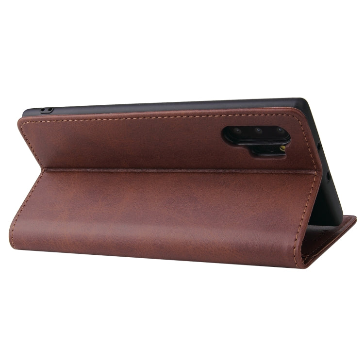For Samsung Galaxy Note10+ Calf Texture Magnetic Horizontal Flip Leather Case with Holder & Card Slots & Wallet(Brown) by buy2fix
