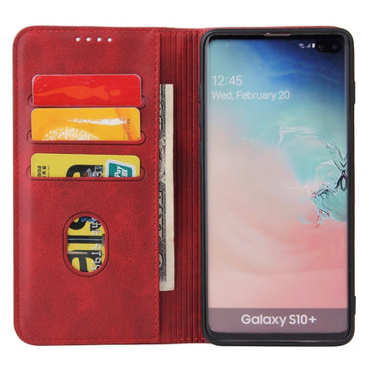 For Samsung Galaxy S10+ Calf Texture Magnetic Horizontal Flip Leather Case with Holder & Card Slots & Wallet(Red) by buy2fix