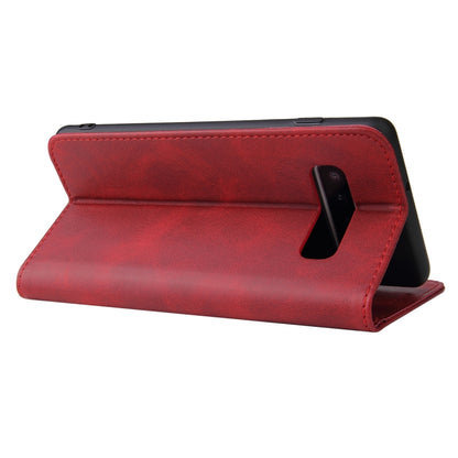For Samsung Galaxy S10+ Calf Texture Magnetic Horizontal Flip Leather Case with Holder & Card Slots & Wallet(Red) by buy2fix