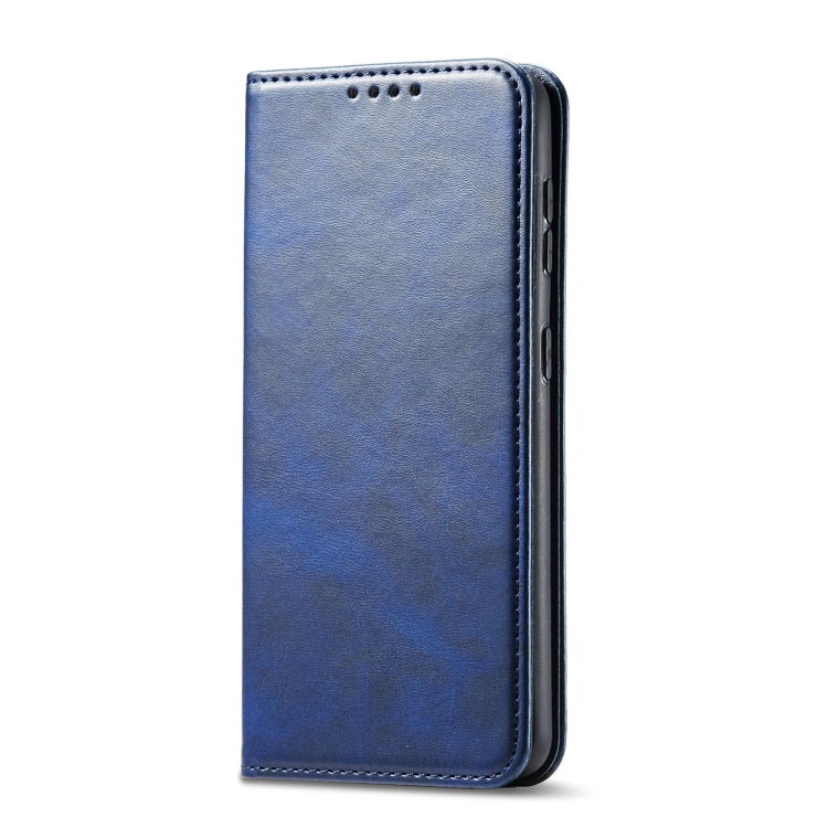 For Samsung Galaxy A21s Calf Texture Magnetic Horizontal Flip Leather Case with Holder & Card Slots & Wallet(Blue) by buy2fix