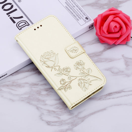 For iPhone 13 Pro Rose Embossed Horizontal Flip PU Leather Case with Holder & Card Slots & Wallet (Gold) by buy2fix