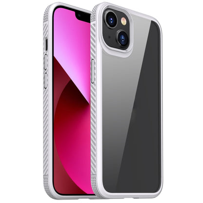 For iPhone 13 MG Series Carbon Fiber TPU + Clear PC Four-corner Airbag Shockproof Case(White) - iPhone 13 Cases by buy2fix | Online Shopping UK | buy2fix