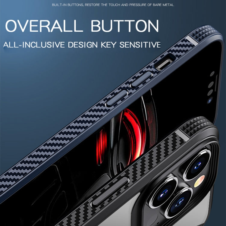 For iPhone 13 MG Series Carbon Fiber TPU + Clear PC Four-corner Airbag Shockproof Case(White) - iPhone 13 Cases by buy2fix | Online Shopping UK | buy2fix