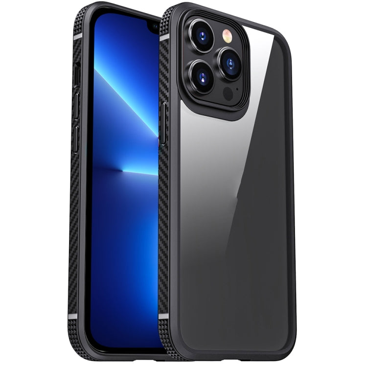 For iPhone 13 Pro Max MG Series Carbon Fiber TPU + Clear PC Four-corner Airbag Shockproof Case (Black) - iPhone 13 Pro Max Cases by buy2fix | Online Shopping UK | buy2fix