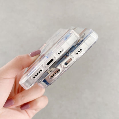 For iPhone 13 High Translucent Electroplating Flower Pattern TPU + PC Shockproof Case(Banana Leaf) by buy2fix