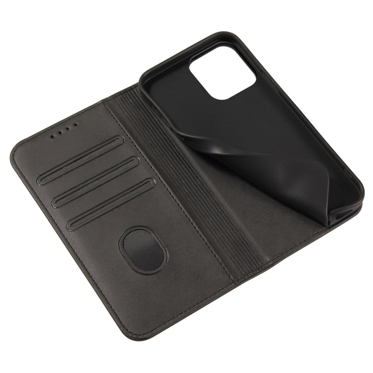 For iPhone 12 Pro Max Calf Texture Magnetic Horizontal Flip Leather Case with Holder & Card Slots & Wallet(Black) - iPhone 12 Pro Max Cases by buy2fix | Online Shopping UK | buy2fix