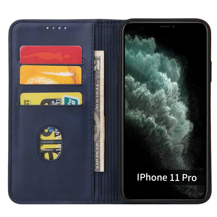 For iPhone 11 Pro Calf Texture Magnetic Horizontal Flip Leather Case with Holder & Card Slots & Wallet (Blue) - iPhone 11 Pro Cases by buy2fix | Online Shopping UK | buy2fix