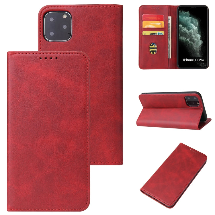 For iPhone 11 Pro Max Calf Texture Magnetic Horizontal Flip Leather Case with Holder & Card Slots & Wallet (Red) - iPhone 11 Pro Max Cases by buy2fix | Online Shopping UK | buy2fix