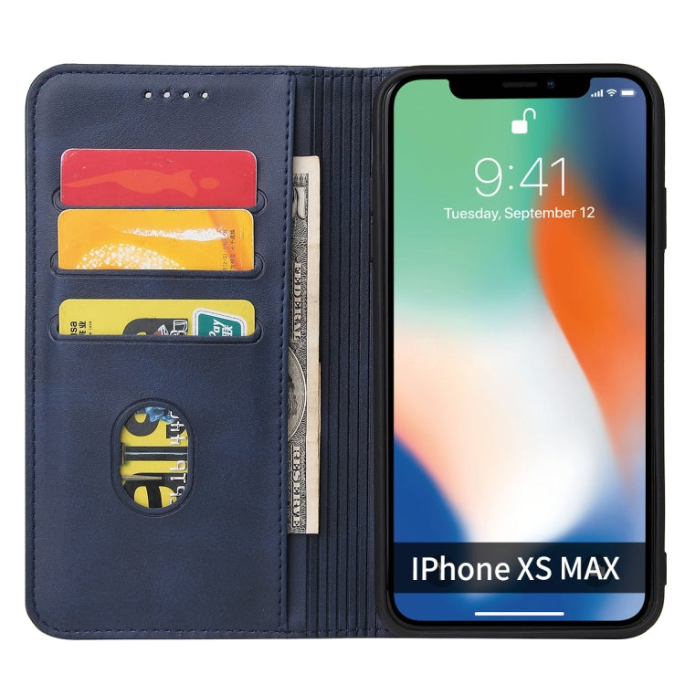 For iPhone XS Max Calf Texture Magnetic Horizontal Flip Leather Case with Holder & Card Slots & Wallet(Blue) by buy2fix