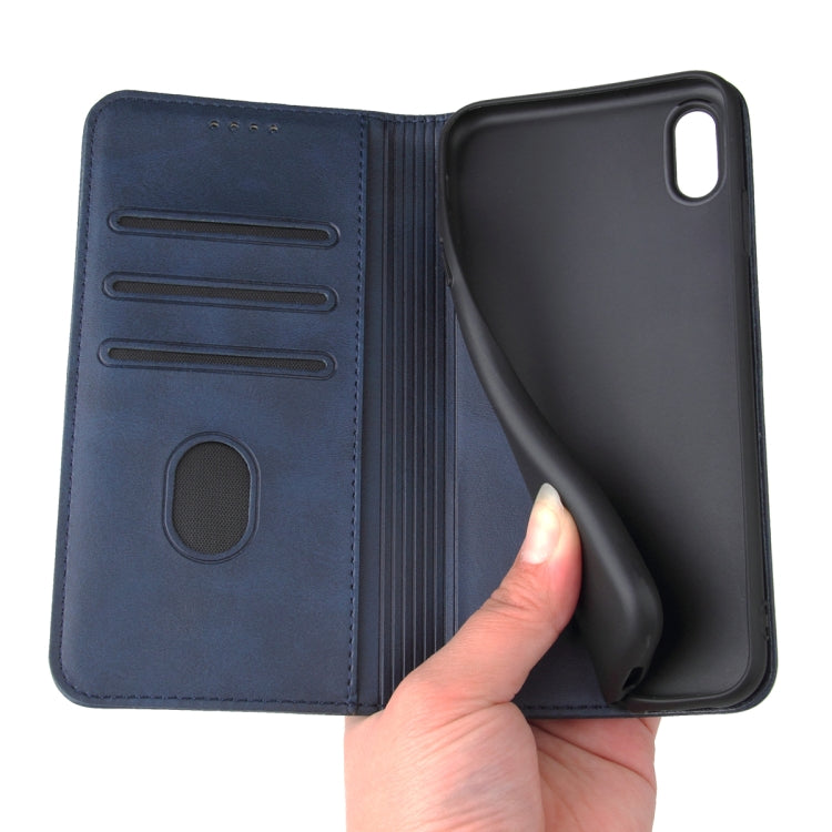 For iPhone XS Max Calf Texture Magnetic Horizontal Flip Leather Case with Holder & Card Slots & Wallet(Blue) by buy2fix