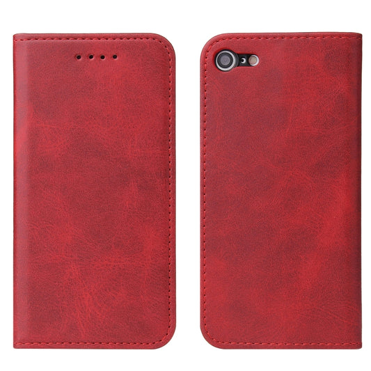 For iPhone SE 2022 / SE 2020 / 8 / 7 Calf Texture Magnetic Horizontal Flip Leather Case with Holder & Card Slots & Wallet(Red) by buy2fix