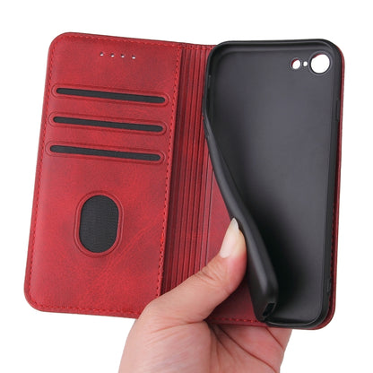 For iPhone SE 2022 / SE 2020 / 8 / 7 Calf Texture Magnetic Horizontal Flip Leather Case with Holder & Card Slots & Wallet(Red) - iPhone SE 2022 / 2020 / 8 / 7 Cases by buy2fix | Online Shopping UK | buy2fix