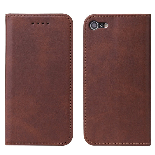 For iPhone SE 2022 / SE 2020 / 8 / 7 Calf Texture Magnetic Horizontal Flip Leather Case with Holder & Card Slots & Wallet(Brown) by buy2fix